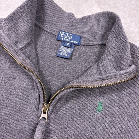 VTG‎ Polo Ralph Lauren Gray Quarter Zip Long Sleeve Pullover Sweater Boys Size 6 - Picture 4 of 13